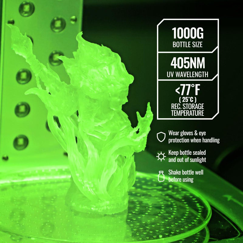 HATCHBOX 8K 3D Printer Resin Pro, High Precision Low Odor UV Curing 405nm Photopolymer 3D Printing Resin Liquid for LCD DLP Printing, 1000g Clear - Image 4