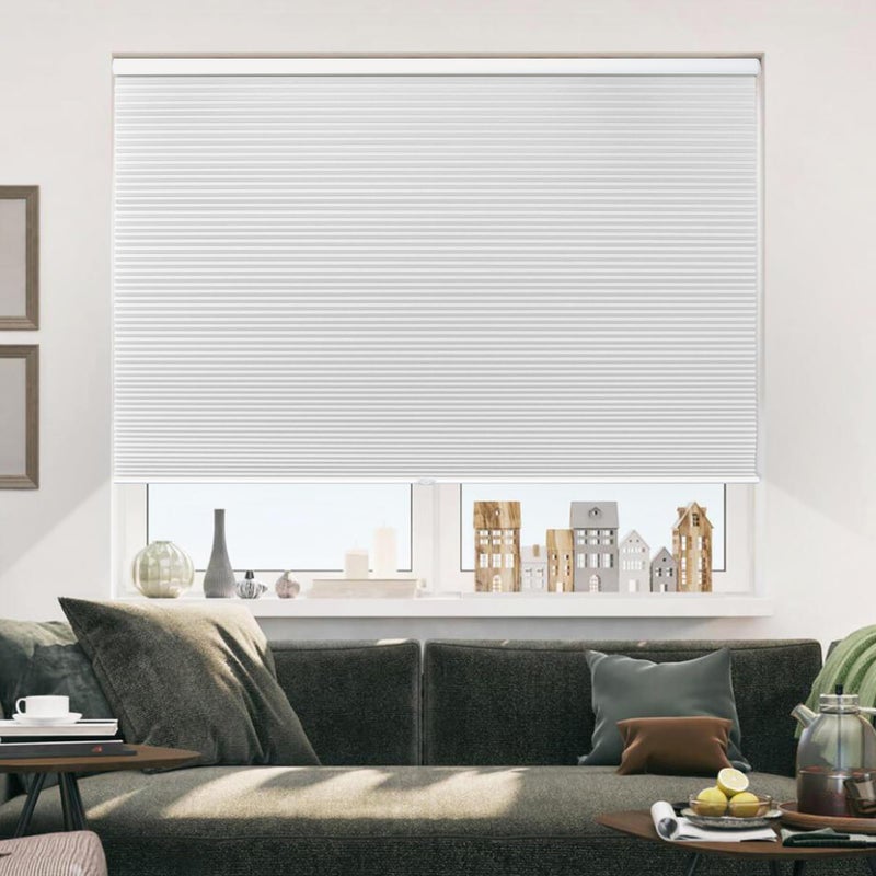 Allesin Cellular Shades Cordless Blackout Honeycomb Blinds for Indoor Windows Thermal Insulated Window Shades Noise Reduction Easy to Install Perfect for BedroomLiving Room White  H64 x W36