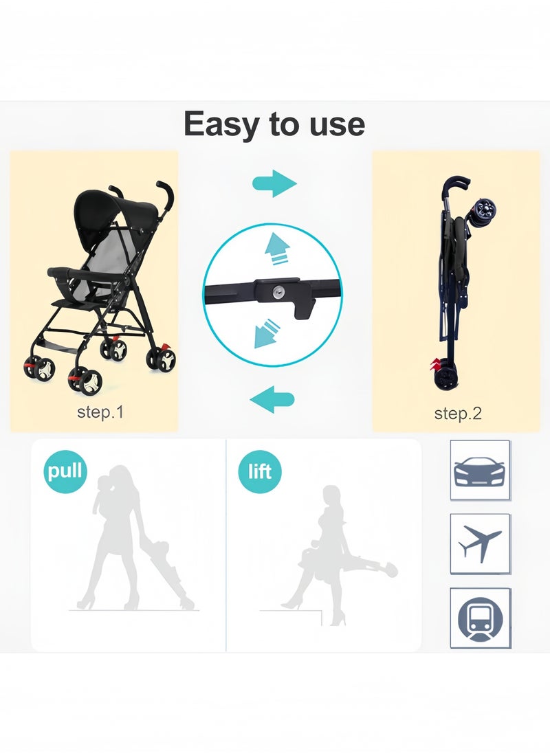 GGEROU Lightweight Travel Stroller Foldable Pram Infant Stroller Cabin Pram Umbrella Stroller  - Image 5