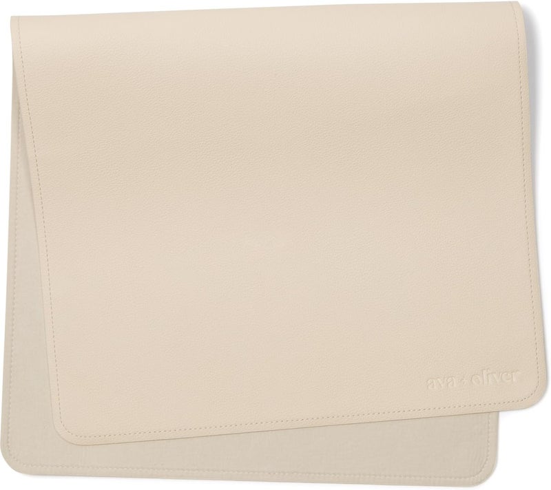 Ava + Oliver Vegan Leather Baby Changing Mat (16 X 30 in) - Multipurpose Wipeable and Portable Diaper Changing Pad - Foldable for Travel (Cream) - Image 1