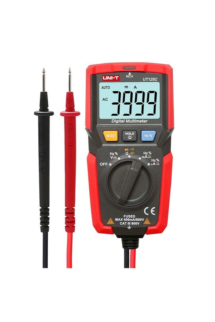UniT UNI-T UT125C Digital Multimeter Pocket Multi Tester, 4000 Counts AC DC Voltage AC DC Current Resistance Capacitance Frequency Duty Cycle NCV Diode Test Continuity Test Data Hold Auto Power Off - Image 1