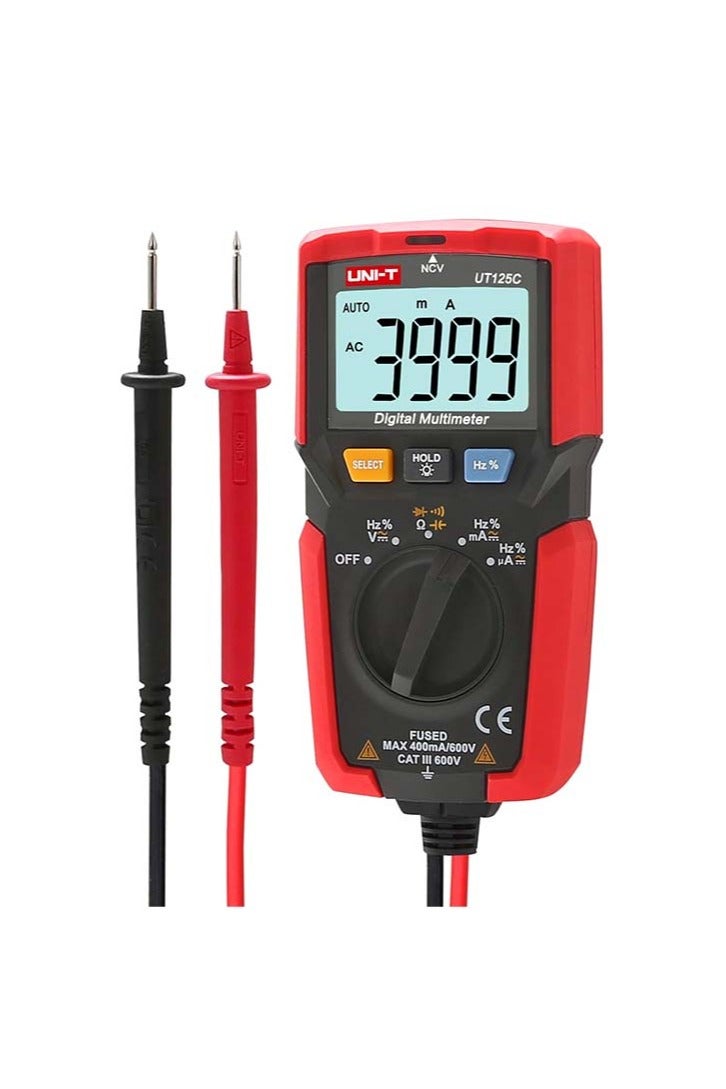 UniT UNI-T UT125C Digital Multimeter Pocket Multi Tester, 4000 Counts AC DC Voltage AC DC Current Resistance Capacitance Frequency Duty Cycle NCV Diode Test Continuity Test Data Hold Auto Power Off - Image 5
