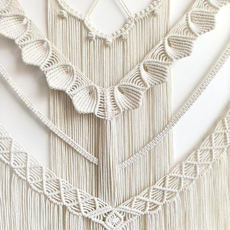 Achart Macrame Wall Hanging Large- Boho Wall Decor- large wall art- Wall Decor Living Room- Macrame Tapestry Boho Decor for Bedroom (Beige-Shells) - Image 2