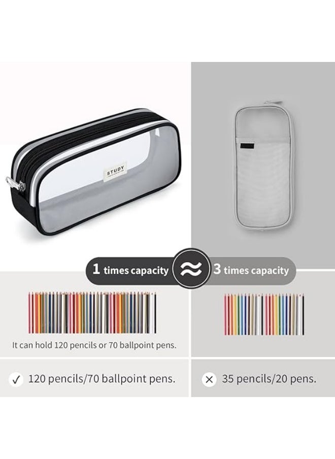 Generic Grid Mesh Pencil Case Large Capacity Pencil Case Big Pencil Pouch With Zipper Simple Stationery Bag Aesthetic Pen Bag for School Teen Girl Boy Multi-Purpose bag for office Men Women  - Image 2