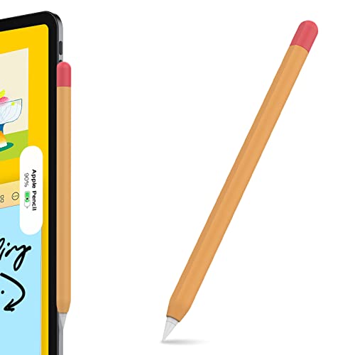 AHASTYLE Duotone Case for Apple Pencil 2nd Generation Apple Pencil Pro 2024 Ultra Thin Protective Cover Silicone Skin Compatible with Magnetic Charging and Double Tap OrangeRed - Image 1