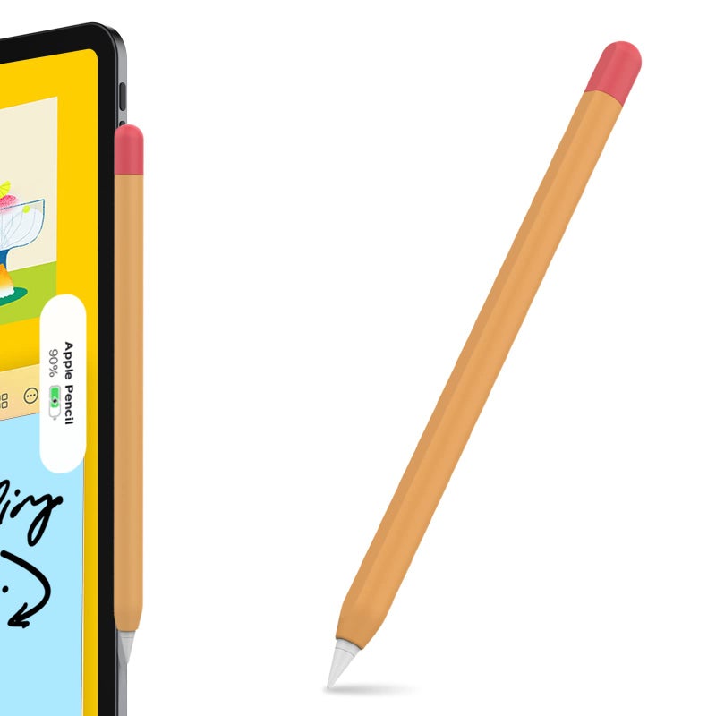 AHASTYLE Duotone Case for Apple Pencil 2nd Generation Apple Pencil Pro 2024 Ultra Thin Protective Cover Silicone Skin Compatible with Magnetic Charging and Double Tap OrangeRed - Image 3