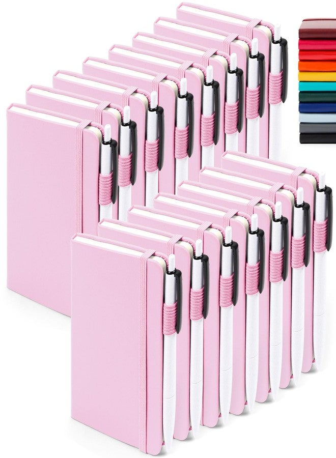 feela 15 Pack Pocket Small Notebooks Bulk, Mini Cute Notepads Hardcover College Ruled Lined Journals with Pen Holder for School Business Memos, with 15 Black Pens, 3.5”x 5.5”, A6, Wine - Image 1