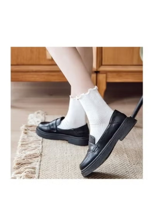 GUDOO جوارب نسائية، جوارب نسائية كاجوال بكشكشة وأساور مطوية، جوارب قطنية محبوكة مريحة، جوارب كاحل مزينة بكشكشة، عبوة من 6 قطع. - Image 2