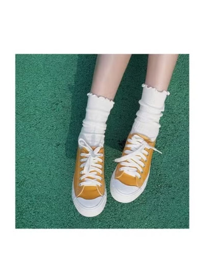 GUDOO جوارب نسائية، جوارب نسائية كاجوال بكشكشة وأساور مطوية، جوارب قطنية محبوكة مريحة، جوارب كاحل مزينة بكشكشة، عبوة من 6 قطع. - Image 4