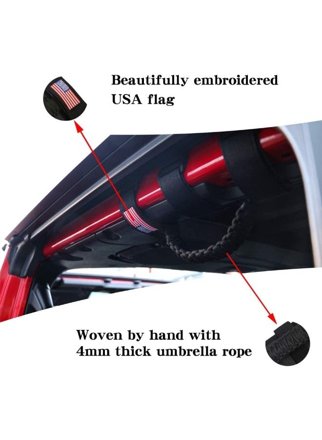 BESTAOO 2 x Roll Bar Grab Handles Paracord Grip Handle for Jeep Wrangler YJ TJ JK JL & Gladiator JT 1955-2022 UTV ATV, Fit for 2 to 4-inch Roll Bars, Upgrade Metal Buckle (Black) - Image 4
