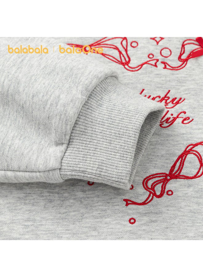 Balabala Kids Sweatshirt Girls New Spring Fleece Lined Long Sleeve Top - Image 2