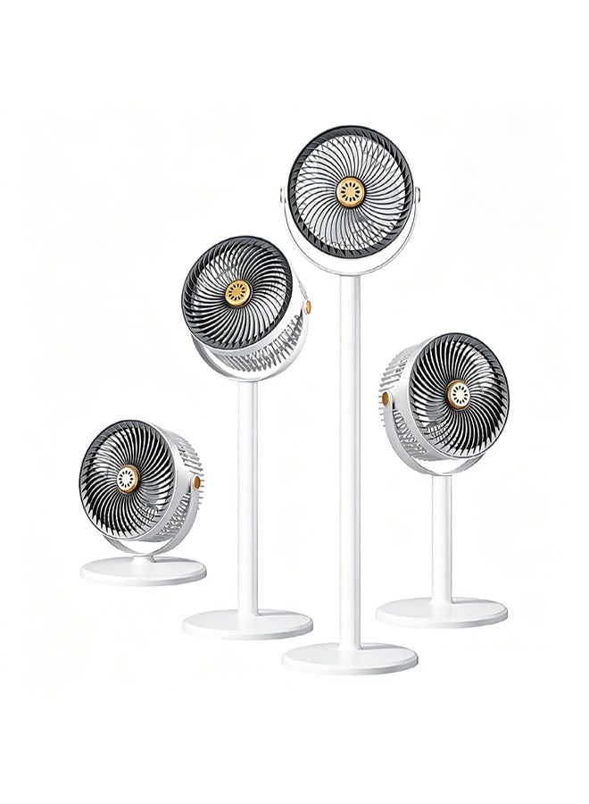 Portable Adjustable Floor Standing Air Circulator Fan with Multi-Speed Control, USB Powered, White - Image 3