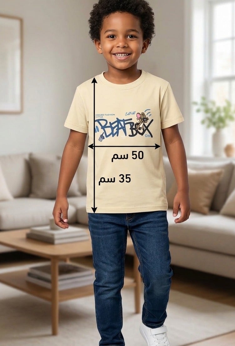 Boys Jerry Cartoon Graphic Printed Cotton T Shirt Soft Breathable Casual Short Sleeve Crew Neck Tee Comfortable Lightweight Everyday Wear Cartoon Graphic Top for Toddler and Little Boys - Image 4
