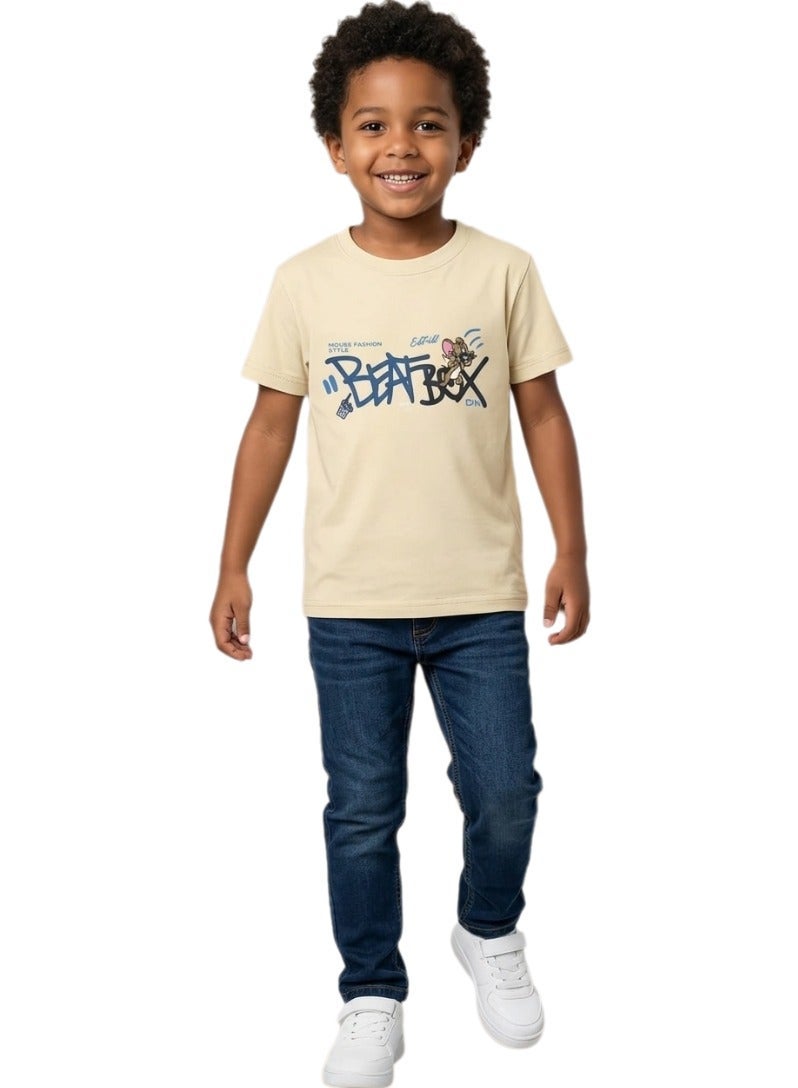 Boys Jerry Cartoon Graphic Printed Cotton T Shirt Soft Breathable Casual Short Sleeve Crew Neck Tee Comfortable Lightweight Everyday Wear Cartoon Graphic Top for Toddler and Little Boys - Image 2