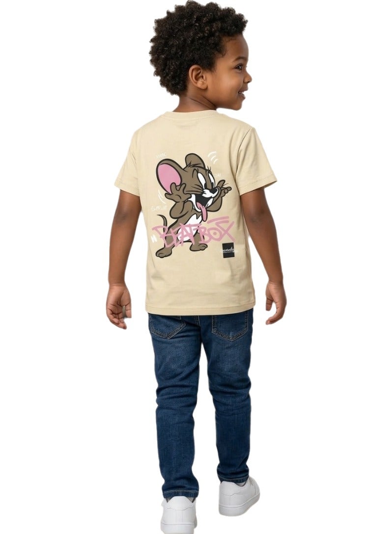 Boys Jerry Cartoon Graphic Printed Cotton T Shirt Soft Breathable Casual Short Sleeve Crew Neck Tee Comfortable Lightweight Everyday Wear Cartoon Graphic Top for Toddler and Little Boys - Image 3