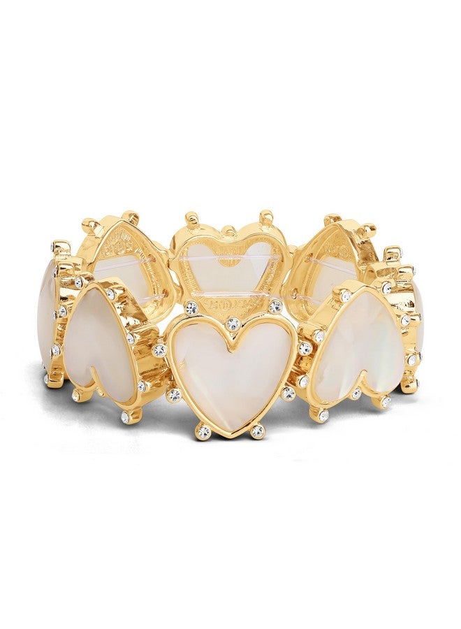 Jessica Simpson Womens Heart Bracelet Goldtone Stretch Bracelet With Rhinestone Embellishments - Image 1