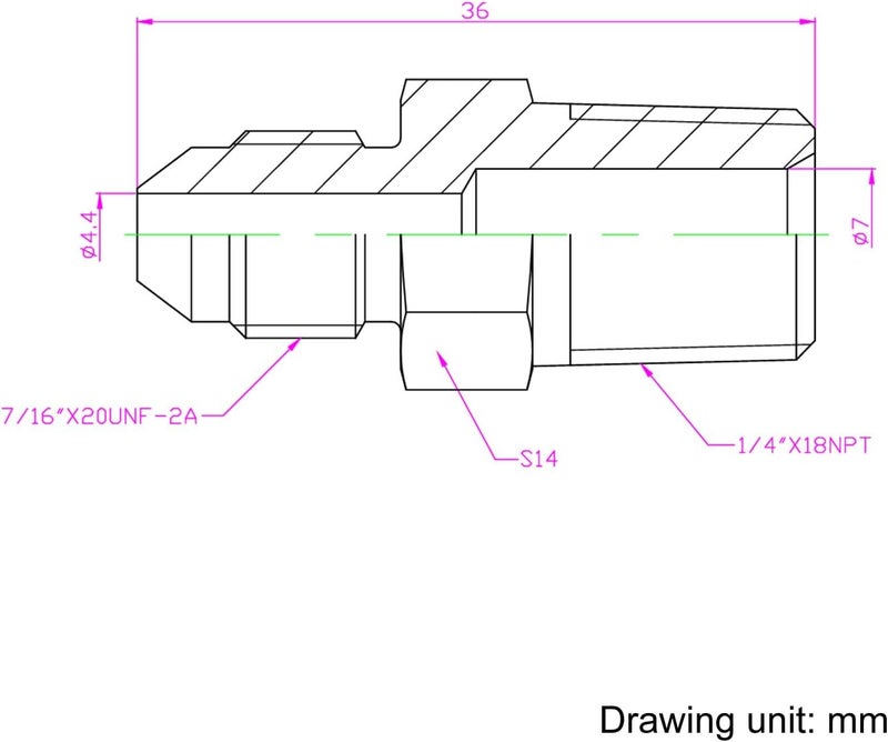 HFS (R) 1/4" NPT Male to 1/4" JIC Male Adapter Flared Tube Fitting Pipe Connector Stainless Steel 304 - Image 3