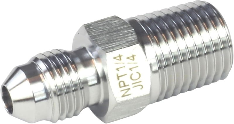 HFS (R) 1/4" NPT Male to 1/4" JIC Male Adapter Flared Tube Fitting Pipe Connector Stainless Steel 304 - Image 1