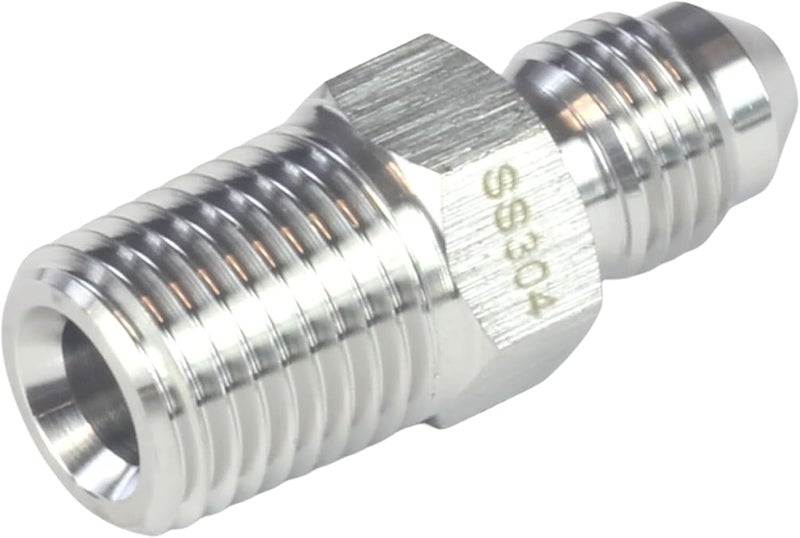 HFS (R) 1/4" NPT Male to 1/4" JIC Male Adapter Flared Tube Fitting Pipe Connector Stainless Steel 304 - Image 2