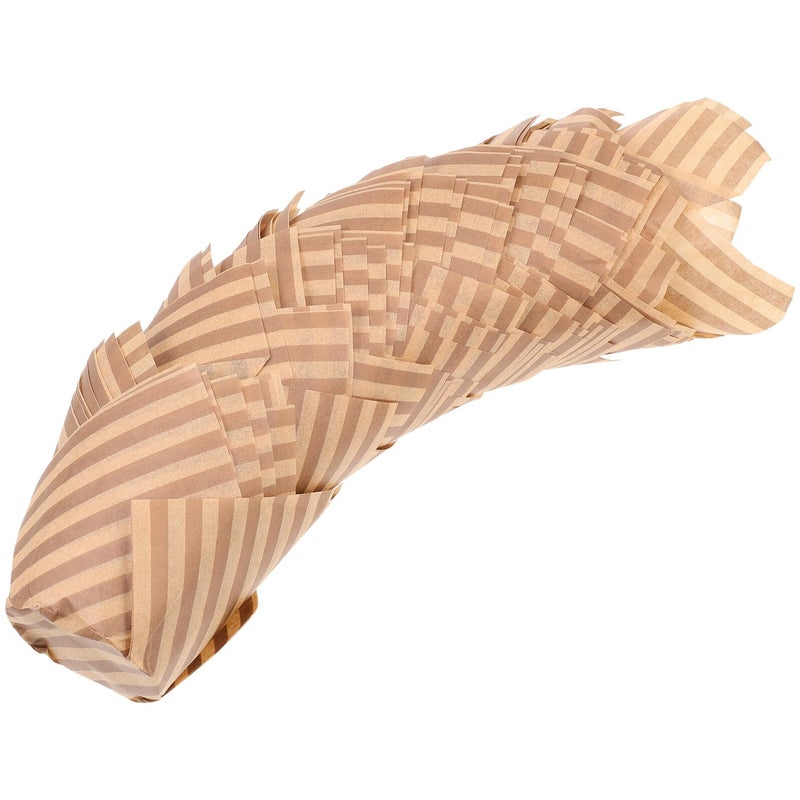 Light Coffee Striped Flower Shaped Cupcake Liners 100pcs High Temperature Resistant Greaseproof Baking Cups - Image 2