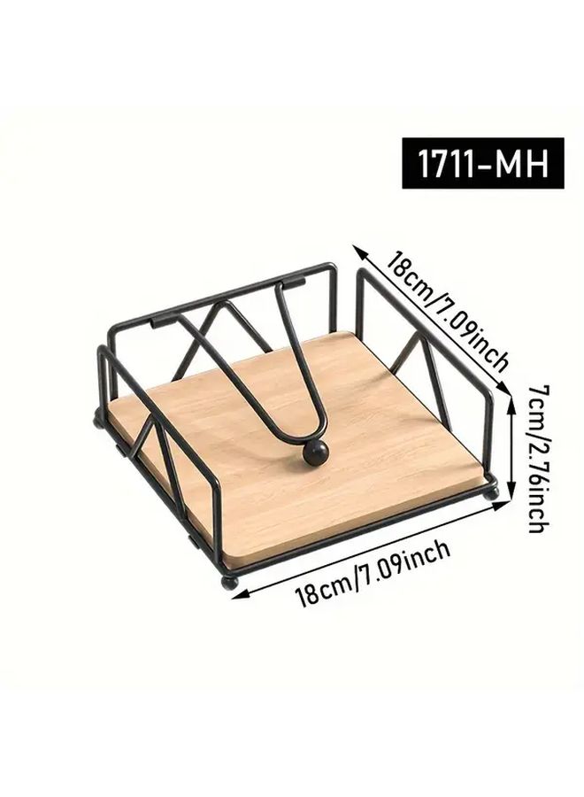 White Modern Solid Color Cast Iron And Wood Napkin Holder Heavy Duty Arm Design For Kitchen - Image 4