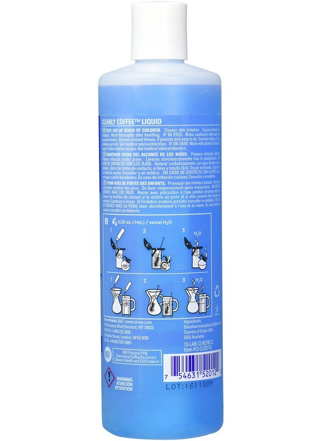 Urnex منظف أواني القهوة أورنيكس كليرلي 14 أونصة (صنع في الولايات المتحدة الأمريكية) منظف سائل للفرنش بريس للأوعية الزجاجية وآير بوتس وصانعات القهوة الساتلية والخدمات الحرارية يزيل زيوت القهوة - Image 3