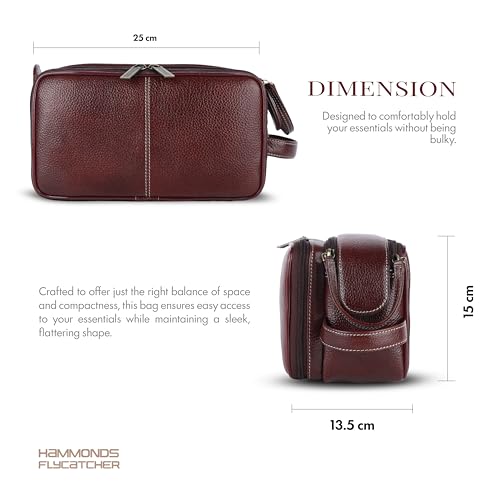Hammonds Flycatcher Genuine Leather Travel Organizer Pouch - Toiletry Bag for Men and Women Cosmetic Organizer Bag, Shaving Kit Bag for Men Toiletry Pouch for Men with Multiple Pockets - Image 5