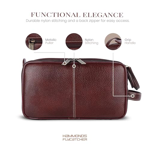 Hammonds Flycatcher Genuine Leather Travel Organizer Pouch - Toiletry Bag for Men and Women Cosmetic Organizer Bag, Shaving Kit Bag for Men Toiletry Pouch for Men with Multiple Pockets - Image 4