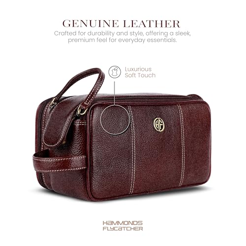 Hammonds Flycatcher Genuine Leather Travel Organizer Pouch - Toiletry Bag for Men and Women Cosmetic Organizer Bag, Shaving Kit Bag for Men Toiletry Pouch for Men with Multiple Pockets - Image 2