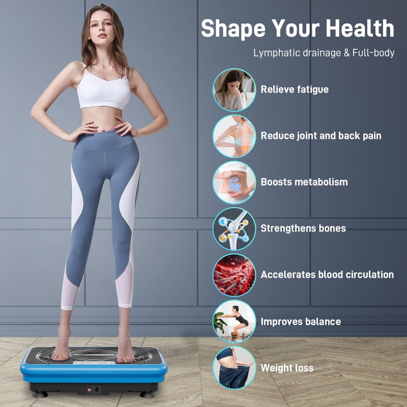 Orchidleaf Vibration Exercise Plate for Women - 99 Speed Compact Platform with Remote & Resistance Bands for Lymphatic Drainage, Leg Slimming & Home Fat Burn - Blue - Image 5