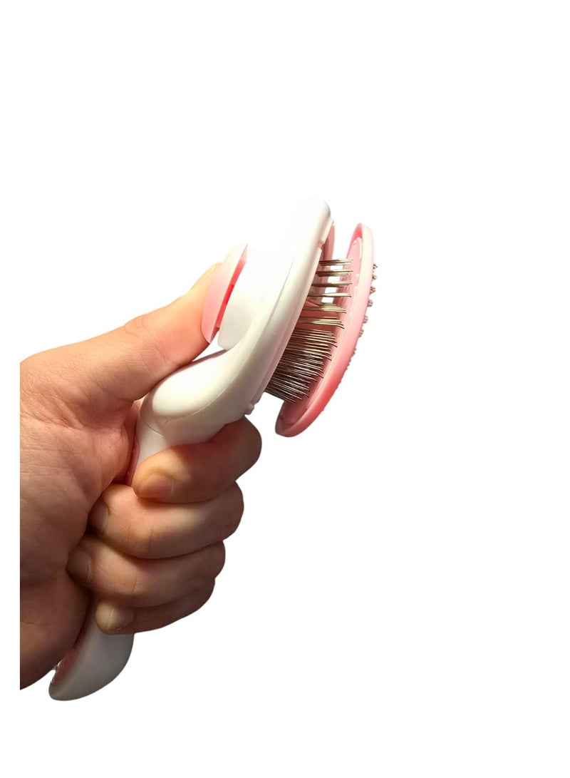 Self Cleaning Slicker Pet Brush, Dog & Cat Grooming Shedding Brush - Easy to Remove Loose Undercoat, Pet Massaging Tool Suitable for Pets with Long or Short Hair (Pink) - Image 2
