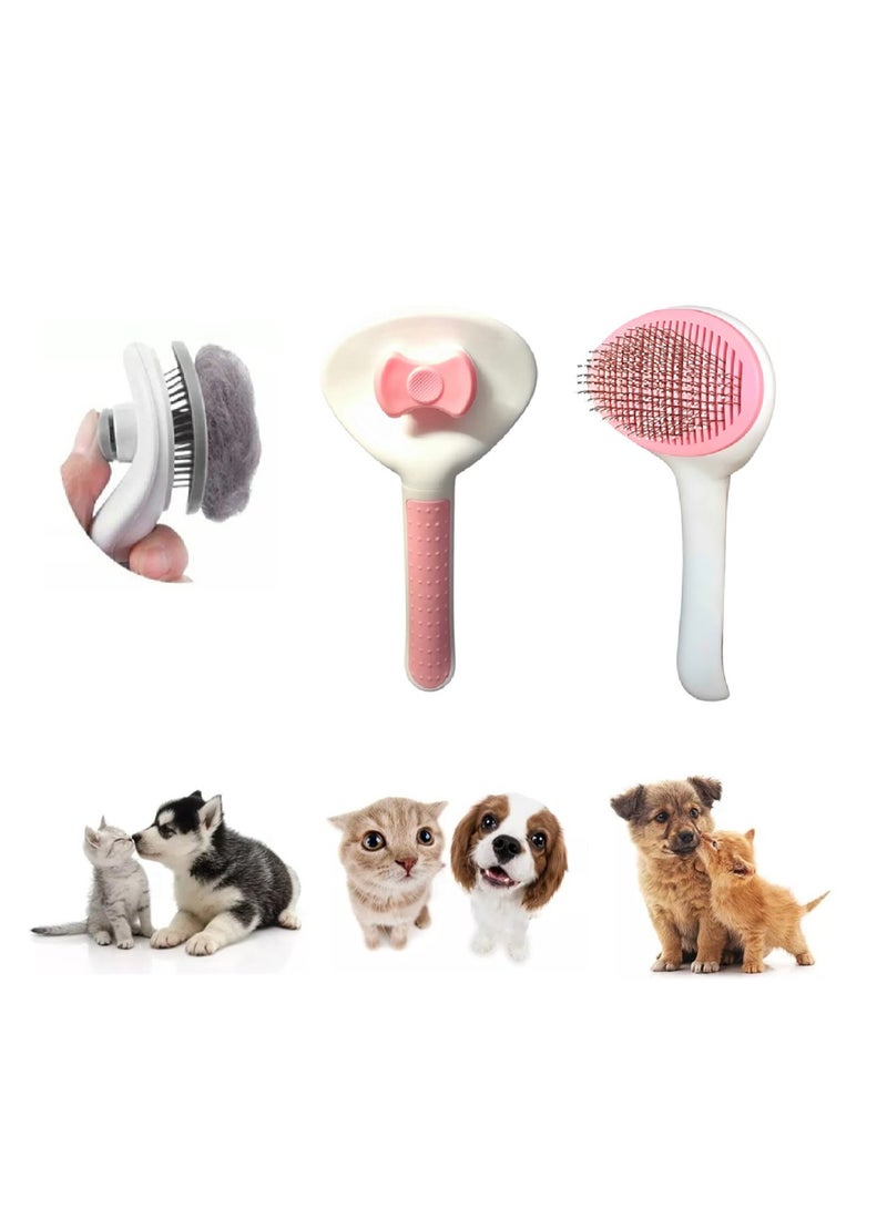 Self Cleaning Slicker Pet Brush, Dog & Cat Grooming Shedding Brush - Easy to Remove Loose Undercoat, Pet Massaging Tool Suitable for Pets with Long or Short Hair (Pink) - Image 1