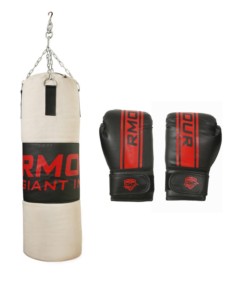 IWIN RMOUR Ultimate Canvas Unfilled Heavy Punching Bag SRF Material Boxing Punching Training with Rust Proof Stainless Steel Hanging Chain and Boxing Gloves (Size 4 Ft) - Image 1
