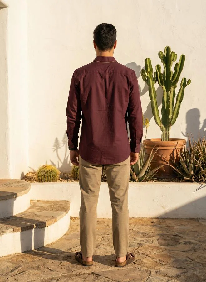 Truloom Maroon Men Relaxed Casual Shirt for Men | Best Price UAE