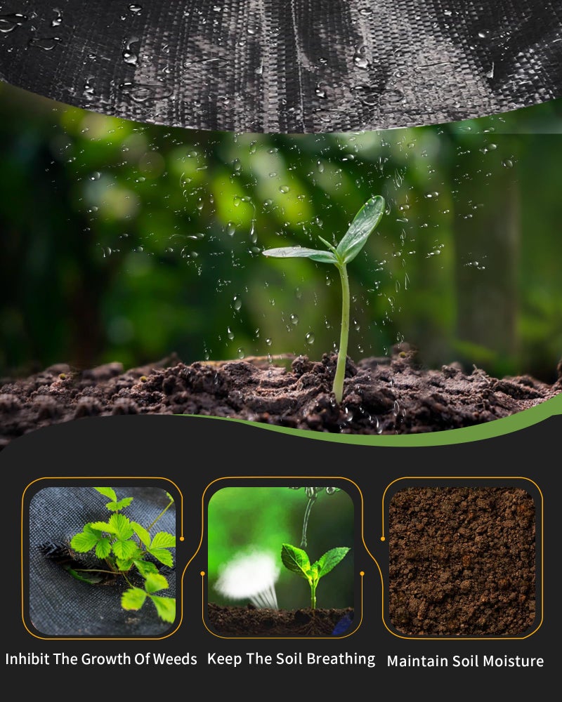 Pterying 2.6ftx100ft Weed Barrier Landscape Fabric Heavy Duty, Premium Garden Geotextile Fabric Weed Blocker for Driveway Mats Erosion Control, Weed Control Garden Cloth Ground Cover - Image 5