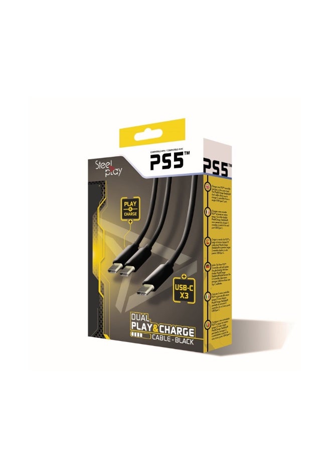Gaming PS5 Dual Play & Charging Cable - Black