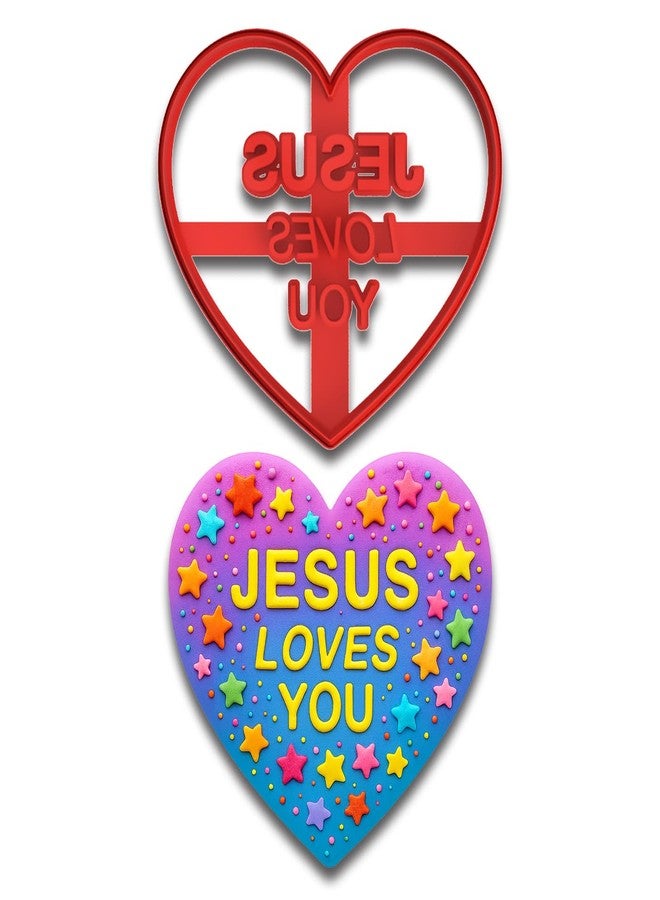 Mighty Gadget Jesus Loves You Cookie Cutter - 4x3.55 Inches, Christian Baking Tool & Faith-Based Gift (Random Color) - Image 1