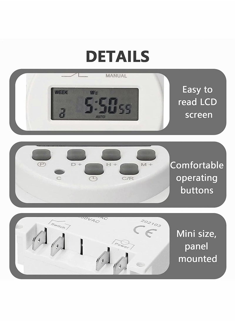Weekly Digital Programmable Timer Switch, Home Appliance Switch timer, 16 Independent ON/OFF Programs, for Lights Fans Bread Maker, Air Conditioner Kitchen Timer, Easy control， Smart life