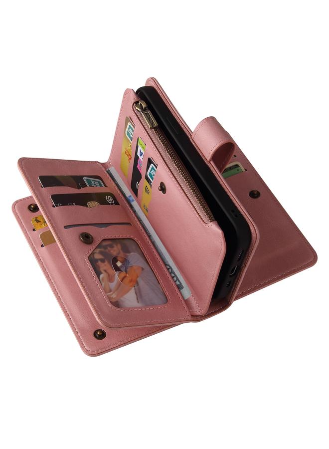 S-TOP Case For iPhone 16 Skin Feel Multi Card Slots Zipper Wallet Leather Phone Case - Image 5