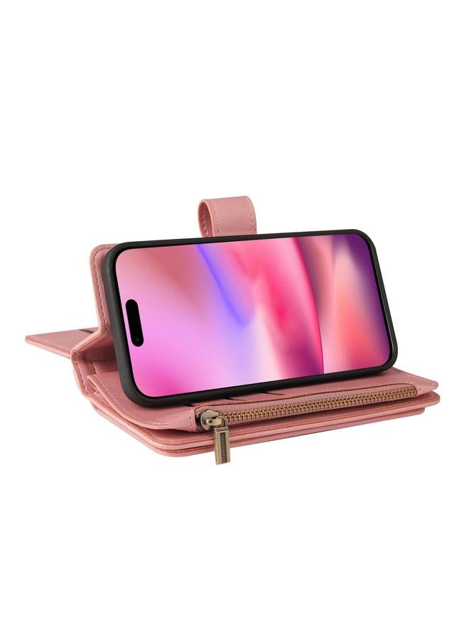 S-TOP Case For iPhone 16 Skin Feel Multi Card Slots Zipper Wallet Leather Phone Case - Image 4