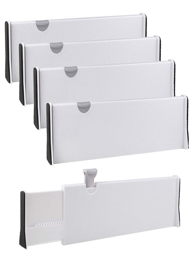 SENENQU Set of 4 Kitchen Drawer Dividers, Adjustable, 27.6-43.5 cm, Plastic Drawer Dividers, High - 10 cm, Drawer Organiser for Kitchen, Chest of Drawers, Bathroom, Bedroom (White) - Image 1