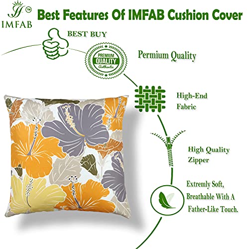IM FAB IMFAB Ikat Yellow&Grey Digital Printed Decorative Canvas Cotton Cushion Covers Set of 5 pcs(30x30 Cms,12x12 Inches) - Image 4