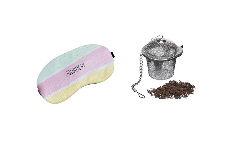 MFH Stainless Steel Spice Tea Filter Herbs Locking Infuser Mesh Ball and Journey Eye Mask Pack of Sleep Mask for Girls Blindfolded Eye Mask for Women Pack of 2 Random Colour Combo  - Image 1