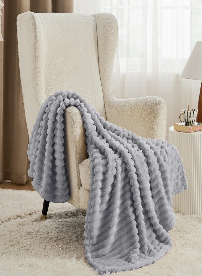 Bedsure Light Grey Fleece Blanket for Couch - Super Soft Cozy Blankets for Women, Cute Small Throws for Girls, 50x70 Inches - Image 2