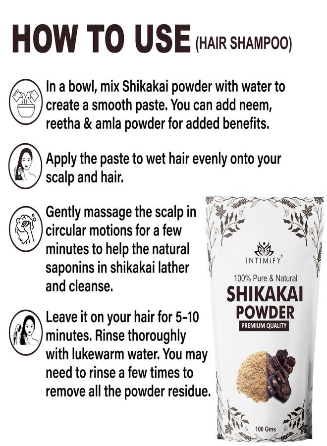 INTIMIFY مسحوق شيكاكاي من إنتيميفاي لنمو الشعر | يمكن استخدامه لعلاج قشرة الرأس، وللوجه، والعناية بالبشرة، والشامبو، وغسول الشعر 300 غرام (عبوة من 3) - Image 4