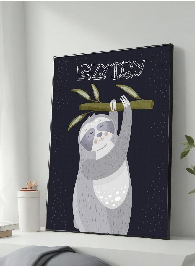 Generic - Sloth Wall Art, Sloth Art Print, Lazy Day Poster, Ready to Hang Canvas Print, Animal Wall Decor, Modern Sloth Poster, Unique Gift Idea - Image 1