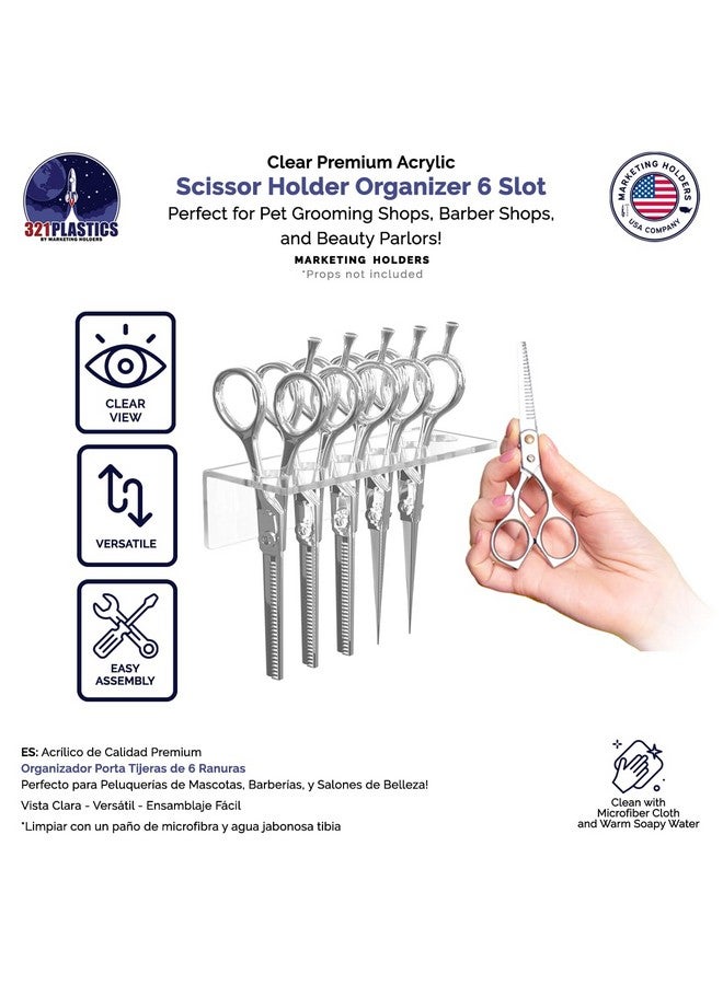 Marketing Holders Acrylic Scissor Organizer Shear Display 6 Hole Clear 7.75 Inch Wide Wall Mount Rack with Hanging Hardware for Professional Dog Groomers Stylists and Barbers - Image 3