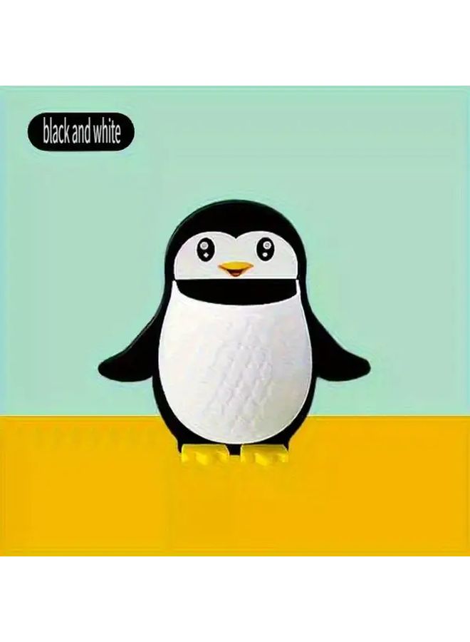 Black And White Creative Penguin Toothbrush Holder No Drill Wall Mount - Image 4