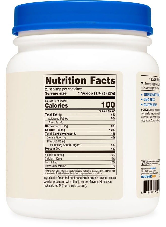 Nutricost Beef Bone Broth Protein Powder Chocolate (20 Servings) - Gluten-Free, GMO-Free - Image 5