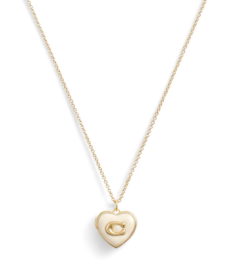 COACH Signature Heart Locket Boxed Necklace